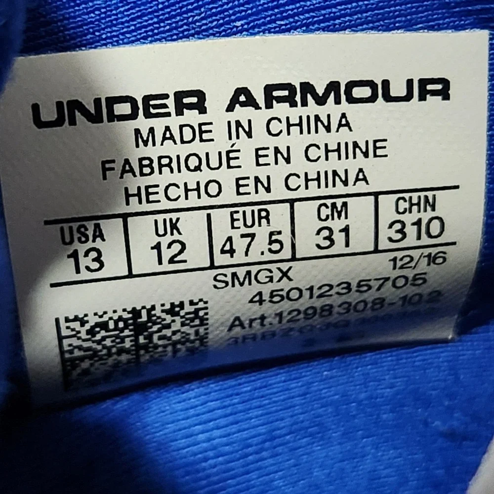 Under Armour SC 3Zero Mens 13 Gray Blue Curry‎ Basketball Shoes 1298308
